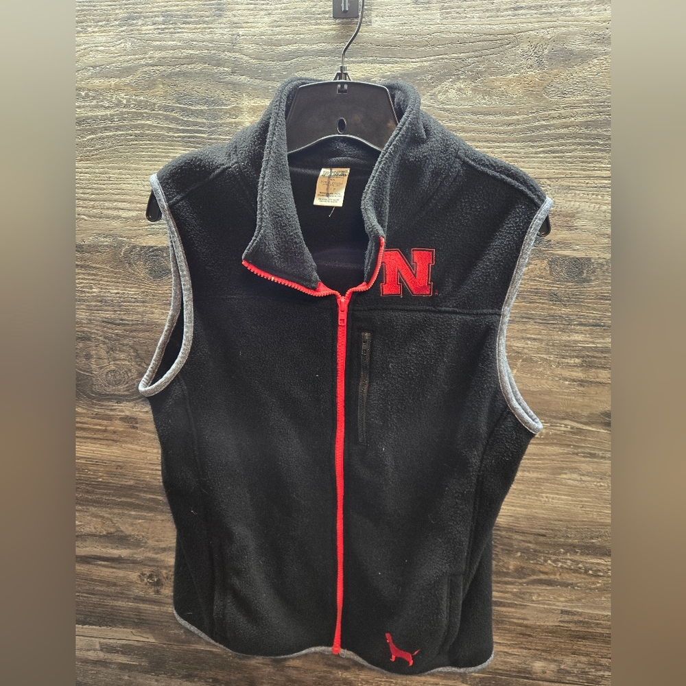 Victoria's Secret Sherpa Vest Womens Size‎ Small Black Full Zip Nebraska